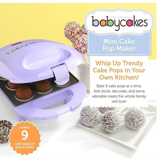 Babycakes Mini Cake Pop Maker Purple Color Gift New! Recipes Included - Picture 3 of 7